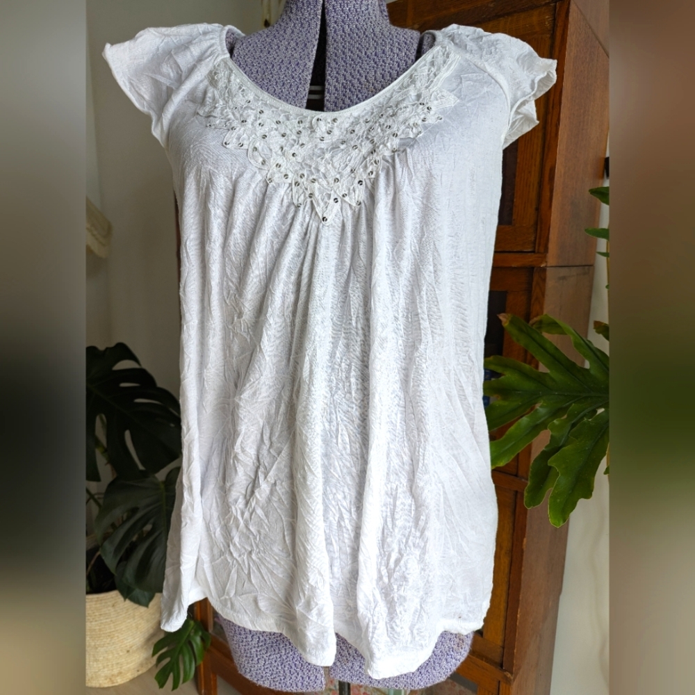 White Embellished Women's Top